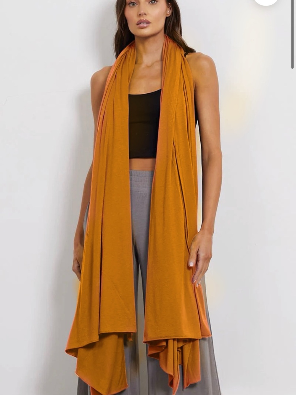 LAMADE LARGE ZINGO Jersey SCARF Faded MUSTARD YELLOW - Picture 2 of 9